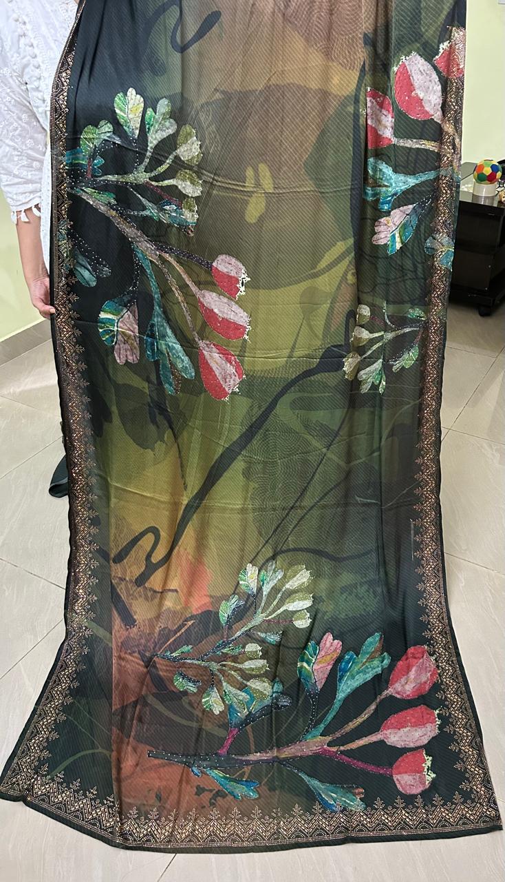 Digital Print Chiffon Saree