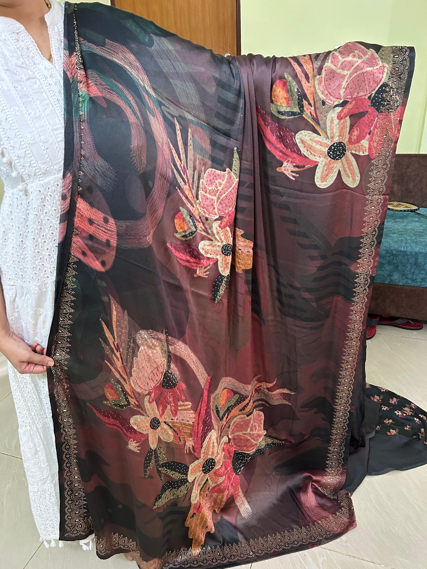 Digital print Chiffon Saree